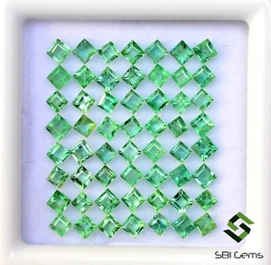 5.66 CTS Natural Emerald Square Cut 2.50 mm Lot 50 Pcs Untreated Loose Gemstones - Picture 1 of 4