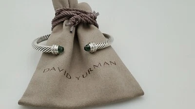 David Yurman 5mm Cable Classic Bracelet Prasiolite and Diamonds size small - Image 1 of 4