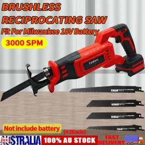 Brushless Cordless Wood Metal Reciprocating Saw 4Blade For Milwaukee 18V Battery - Picture 1 of 13