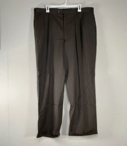 Louis Raphael Luxe 100% Wool Pleated Dress Pants Men's 40 x 30 High Rise Brown - Picture 1 of 17