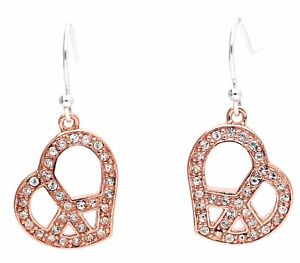 GUESS UBE80956 Pair of Earrings Love And Peace Ladies Rose Gold Crystal New