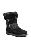 New Guess Alona Black,Quilted Faux Suede+Fabric+Fur,Side Zip,Trimmed Boots (8M)