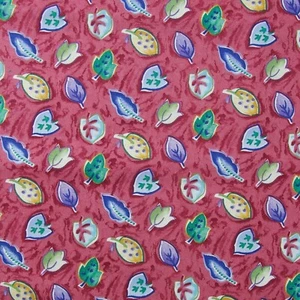Ametex – Whimsical/Radish | Leaf Print Red Red Ground | Cotton Poplin Fabric - Picture 1 of 4