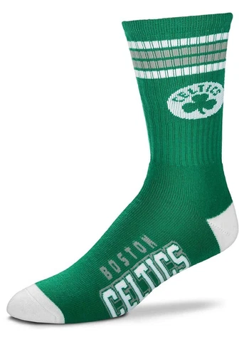 Boston Celtics Men's Crew Socks Medium Size 5 to 10 4 Stripe Cover