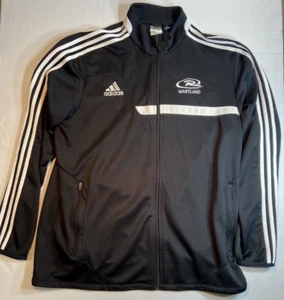 Adidas Maryland Jacket Size XL Rugby Football Black Full Zip Pockets Mock Neck - Picture 1 of 11