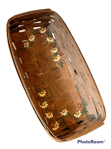 1983 CLASSIC LONGABERGER BREAD BASKET Original Design Handpainted Custom SIGNED Cover