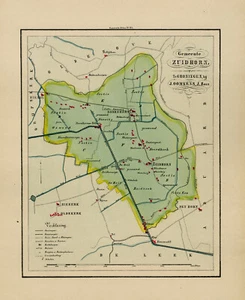 ANTIQUE MAP-NETHERLANDS-TOWN PLAN-NOORDHORN-ZUIDHORN-GRONINGEN-OOMKENS-1862 - Picture 1 of 5
