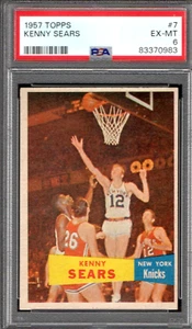 1957 Topps #7 Kenny Sears novato New York Knicks 983 - PSA EX-MT 6 - NÍTIDO - Imagen 1 de 2