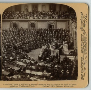 1902 Stereoview McKinley Tribute in Hall of Representatives, Washington, DC - Picture 1 of 2