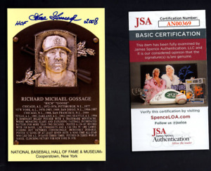Goose Gossage HOF 2008 Signed MLB Baseball Hall Of Fame Plaque Postcard JSA Auto