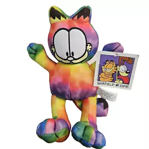 Garfield Plüschtierkatze Kuscheltier Krawatte Regenbogen gestreiftes Spielzeug Fabrik 9 Zoll Freunde - Bild 1 von 11