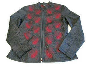 Chaqueta con cremallera negra talla M By MULTIPLES Frente Acolchado Rojo Bordado - Imagen 1 de 12