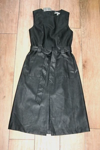 NEW&TAGS OASIS leather look dress SIZE 8 belted pinafore faux leather vegan - Picture 1 of 6