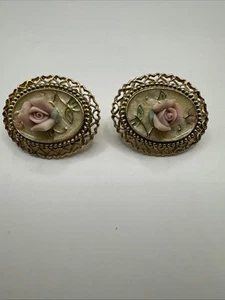 Vintage Ohrringe Cloisonné rosegoldfarben - Bild 1 von 4