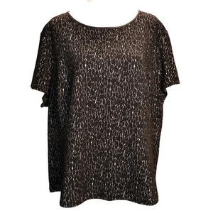 Liz Claiborne Career Woman Black White Textured Print Zipper Back Top 3X - Picture 1 of 5