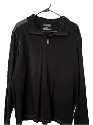 Alfani Men’s Long Sleeve Pullover 1/4 Button Shirt Size XL Black/Gray - Image 1 of 3