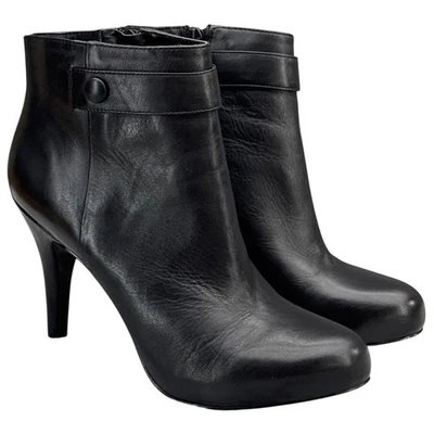 Botín Nine West de cuero negro de 4" con cremallera lateral para mujer 8,5 Foto 1 de 4