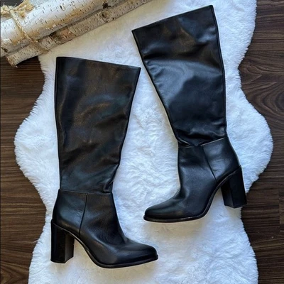 Vince Camuto Parnela 2 Block Heel Leather Boot Black size 9 - Image 1 of 4