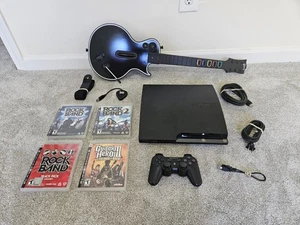PS3 Playstation 3 Guitar Hero Bundle Console Guitar Dongle 4 Games Controller โ
- Picture 1 of 13