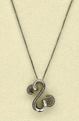 Collar de plata esterlina y diamantes Jane Seymour JWBR corazones abiertos colgante 18" Foto 1 de 4