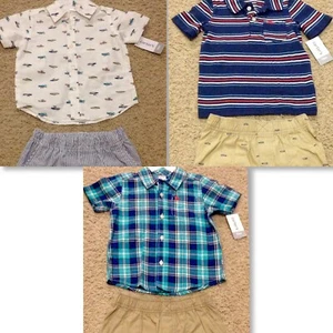 Carter's Boy Set Size 18M 24M 2T Dressy Shirt Shorts NEW - Picture 1 of 4