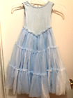 Girls Dress Blue Ruffled Sleeveless Ruffle Tiered Dress Ballerina Princess