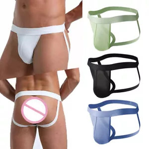 Mens Soft Pouch Jockstrap Underpants Low Rise Sexy T-back Thong Underwear US - Picture 1 of 31