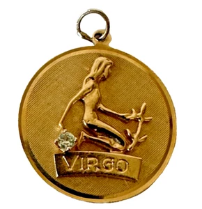 Vintage 14k Yellow Gold & Gem Virgo Pendant JTC Jewelry Trade Corp. 5.10 Grams - Picture 1 of 7