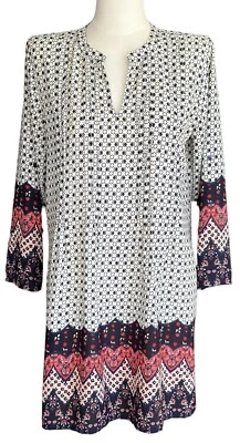 Collective Concepts V-Neck Long Sleeve Pullover Shift Dress Women's Sz S Foto 1 de 4