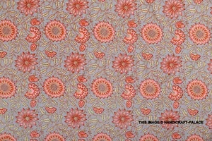 Indian Floral Fabric Supply Hand Block Print Cotton Voile Craft Sewing By 3 Yard - Picture 1 of 48
