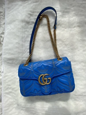 Подлинный GUCCI x Adidas GG Marmont матлассе плеча - ограниченный синий - новый - Изображение 1 из 4