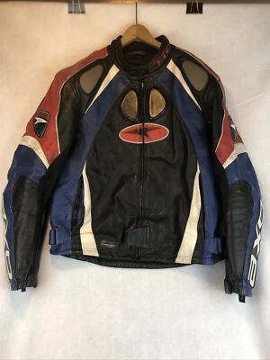 AXO 皮革摩托车夹克 XL 码黑色蓝色红色 — 第 1/4 张图片