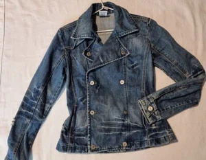 TBY Love To Be Young Denim Jacket Size M /10 Double Breasted Fit & Flare Retro - Picture 1 of 7