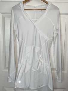 Athleta weiß Athleisure Untersetzer Langarm Kleid Damen Größe Small V-Ausschnitt - Bild 1 von 9