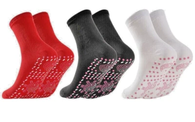 3 Pairs of self heating Tourmaline Socks men or women, red, black, white - Image 1 of 2