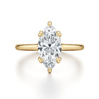 Diamond Marquise Cut Engagement Yellow Gold Ring 18K Igi Gia Lab Created 1 Carat