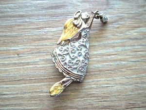 Signed AAI Angel Pin, Silver Tone Metal, Enamels & Crystals - Picture 1 of 5