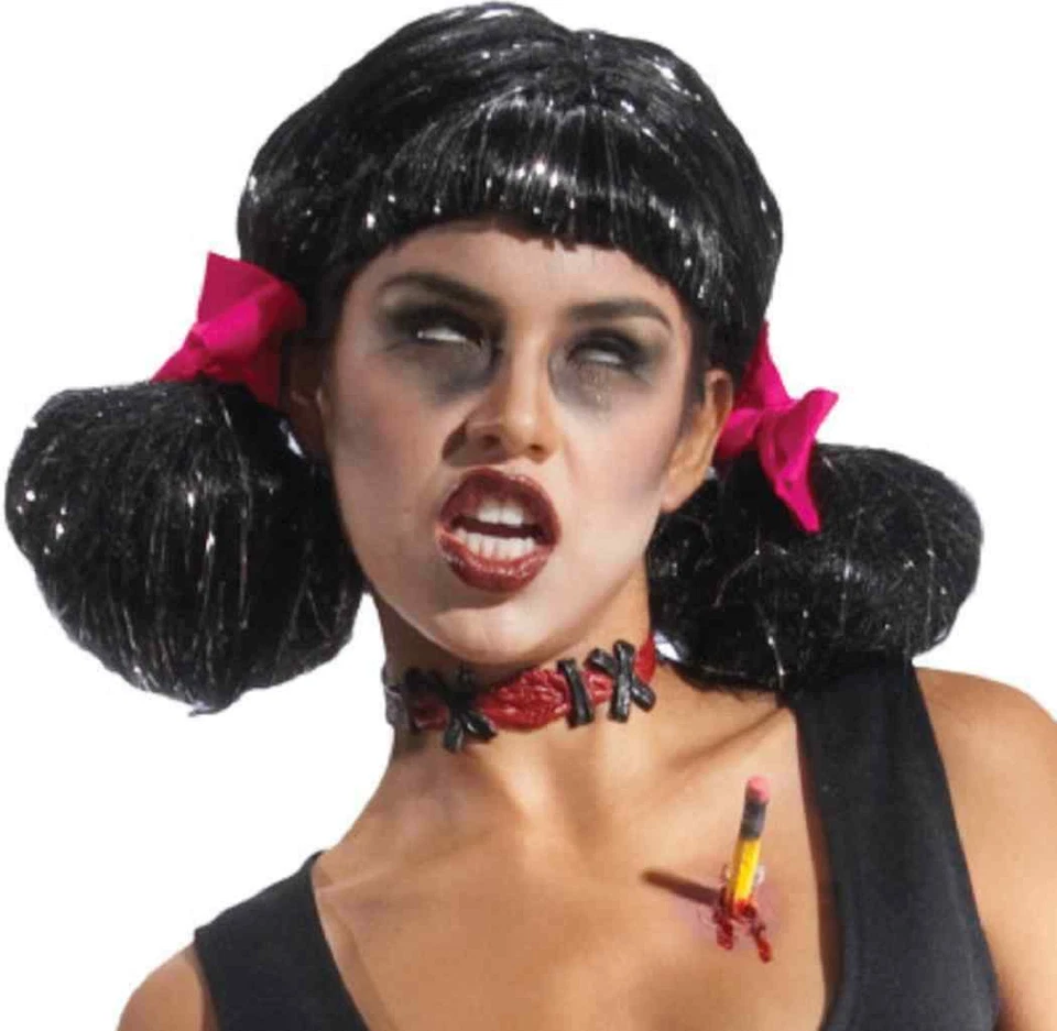 Зомби школьница парик косички карнавальный костюм вверх Хэллоуин костюм аксессуар для взрослых - Изображение 1 из 1