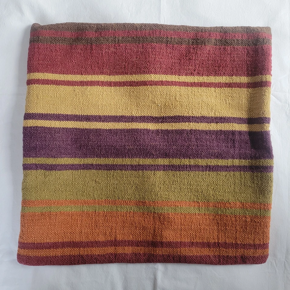 "Funda de almohada cuadrada de 18"" de colección Pottery Barn Kilim algodón lana a rayas pesada SIN USAR" Foto 1 de 4