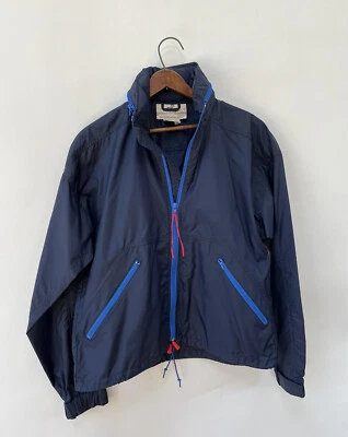 VTG 80s EMS Eastern Mountain Sports Windbreaker Jacket Blue SMALL Full Zip Hood - Image 1 of 4