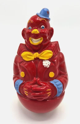 Payaso Tommy Topple Roly 1955 poli rojo y amarillo de Thomas Toy, plástico duro difícil de encontrar Foto 1 de 4