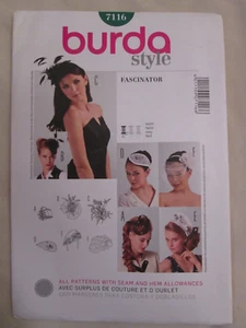 Burda 7116 Fascinator Hats Pattern Royal Wedding Style Costume Formal Elegant UC - Picture 1 of 2