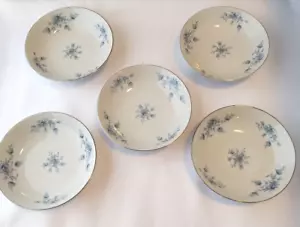 Crown Empire Japan Fine China Duchess Flower Design Blue 5 1/2 Bowls Gold Trim - Picture 1 of 10