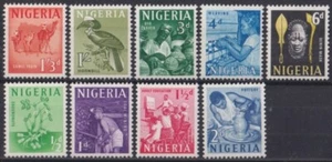 F-EX44208 NIGERIA MNH 1961 DEFINITIVE ETHNIC MASK BIRD WORK HORNBILL MINING. - Picture 1 of 1