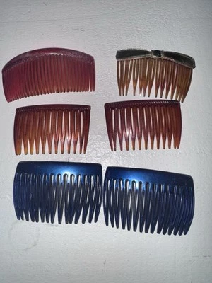 Lote Mixto De Colección De 6 Peines De Pelo Laterales Tilco Ebuni Tortuga Francia EE. UU. Diapositiva Foto 1 de 4