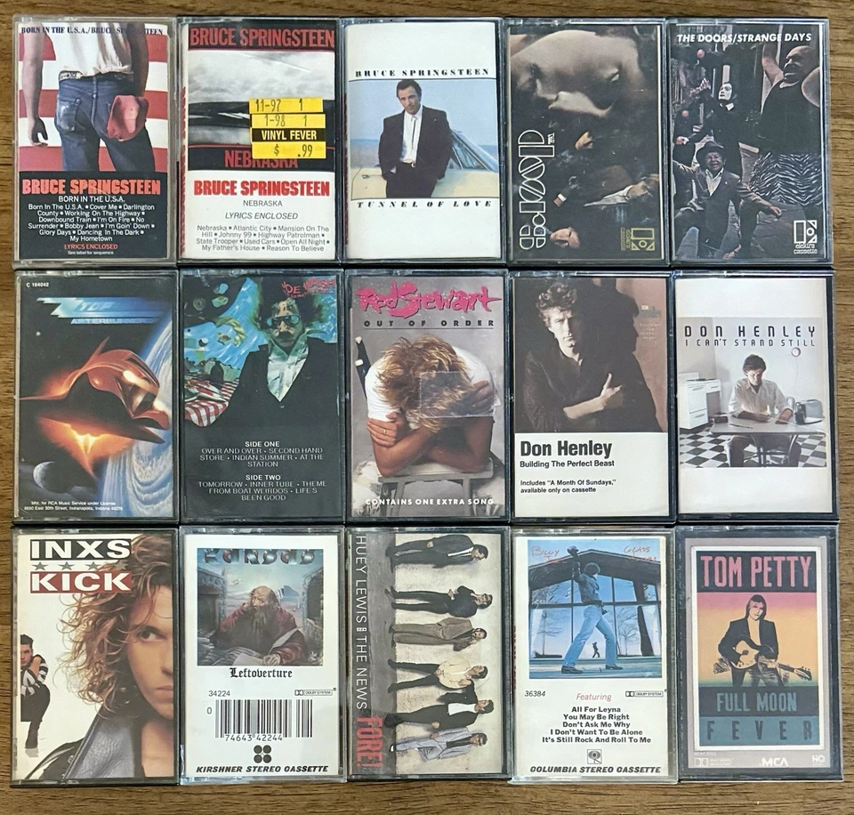 Lot Of 15 Classic Rock Cassettes, Used, The Doors, Bruce Springsteen, ZZ Top,  Foto 1 de 1