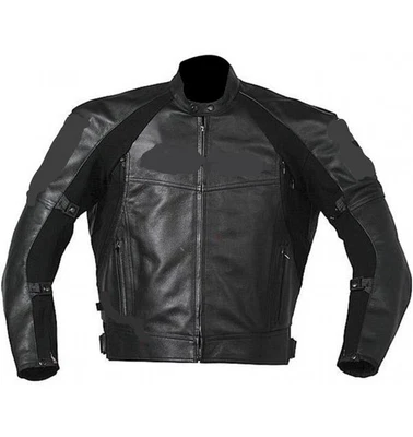 Mens Black Racing Motorcycles Motogp Motorbiker Riding Leather Jacket - Image 1 of 3