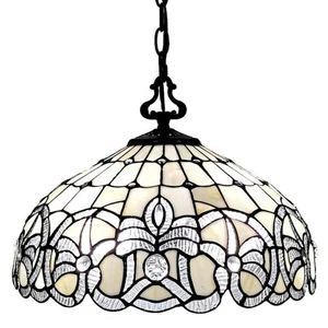 Tiffany Style 16 in. W 2-Light White Vintage Pendant Lamp - Picture 1 of 4