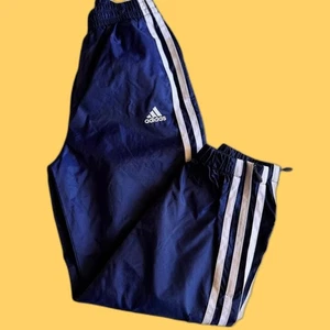 Adidas Boys 6 Large Navy Blue with white stripes100% Nylon Wind pants Athletic - Picture 1 of 8