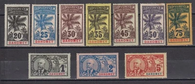 French Dahomey 1906 YV 23-32 MLH/MNG F/VF / CAT VALUE $530 - Image 1 of 2